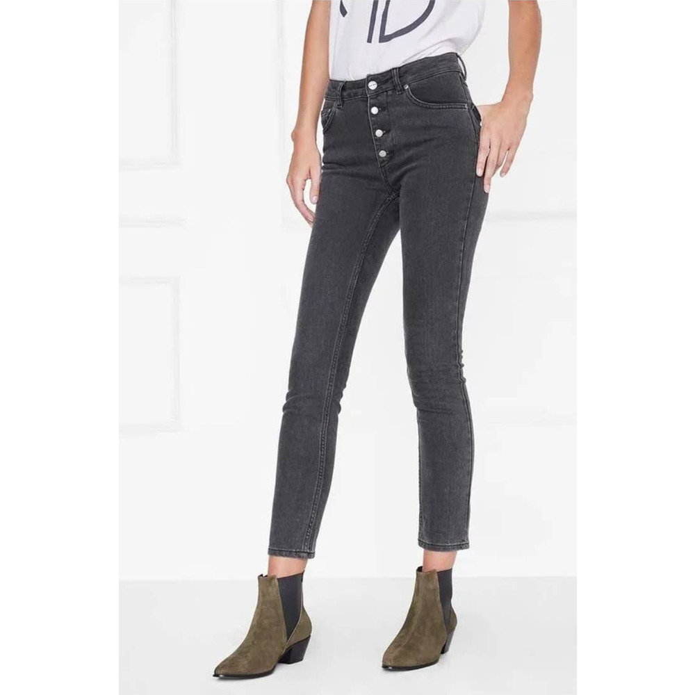 Anine Bing Frida High Rise Jeans in Black Charcoal Size 25